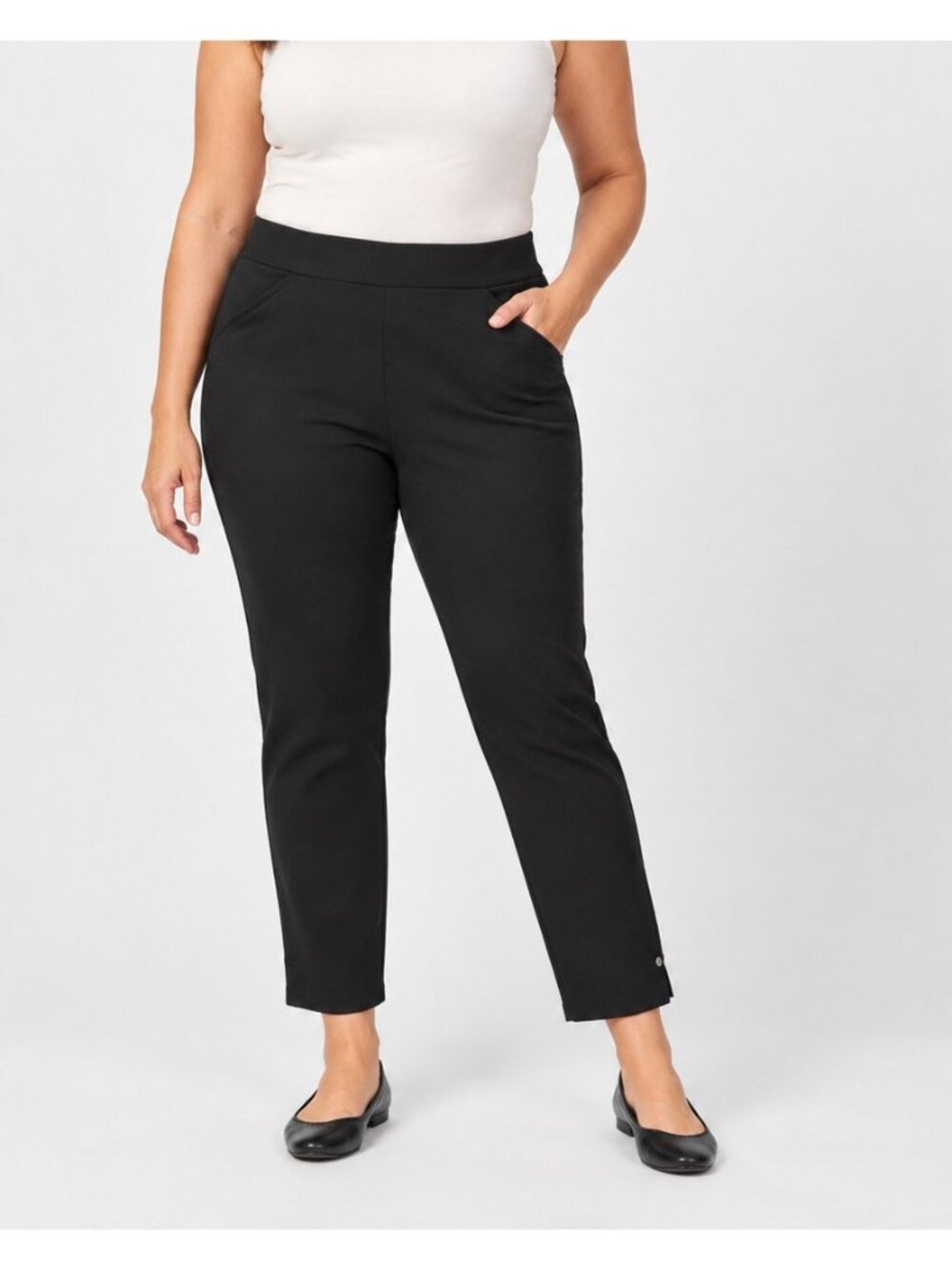 Chico's Perfect Stretch Pants Size 2.5 (US L) Black Ankle Pull On Slim Stretch